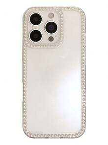 1pc Large Hole Transparent TPU Rhinestone Frame Phone Case, High Definition Clear Back Shell, Compatible With IPhone 11/12/13/14/15/16/16 Pro Max/18/18 Pro/18 Pro Max, Transparent Hard Shell Protective Cover, Premium Touch, Compatible With IPhone 17/17 Pro/17 Pro Max/Air/XS/XR/XS Max/11 Pro Max - Clear - View 6