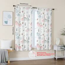 2PCS Nordic-Style Dinosaur Pattern 2D Flat Printed Curtains, Warm And Lovely Children's Room Semi-Blackout - Multicolor - View 5