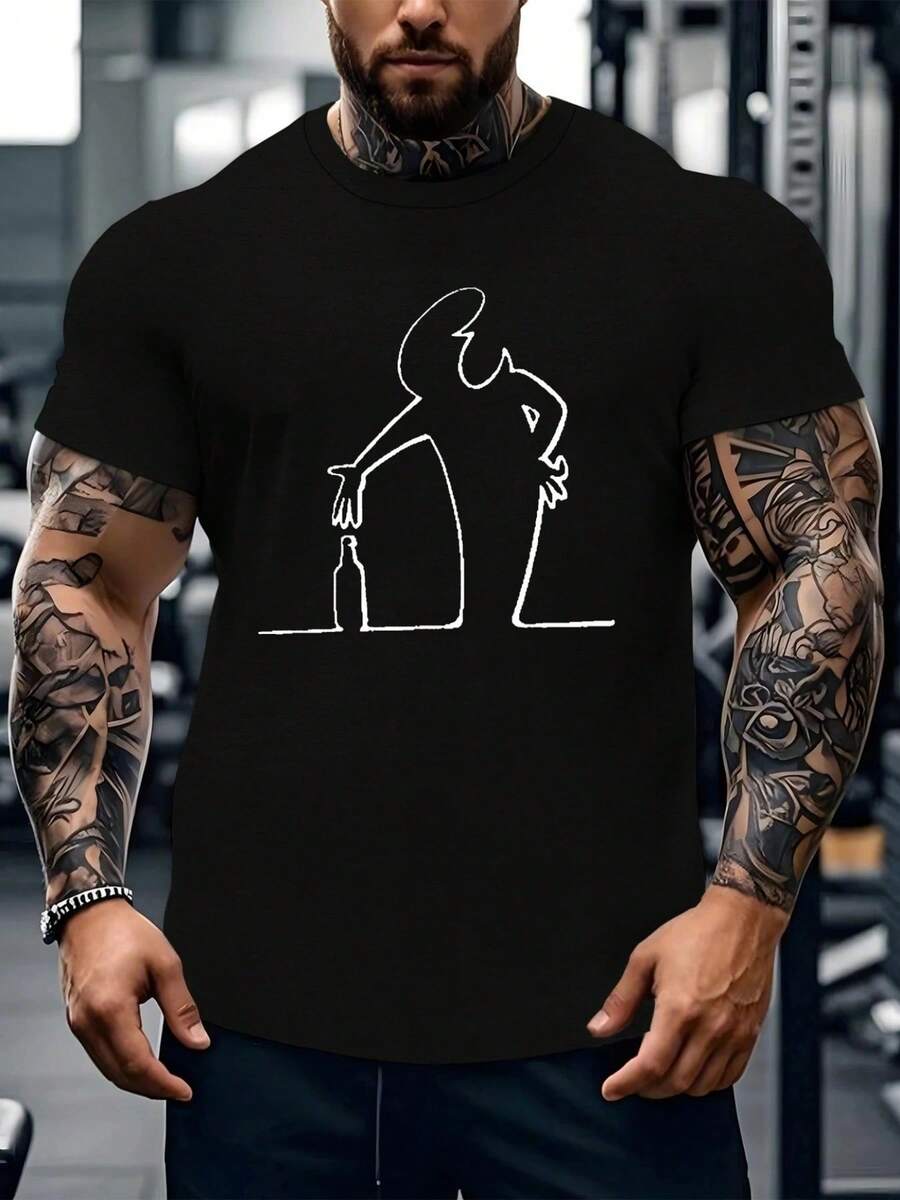 The Latest Style Of A Breathable, Quick-Drying, Sweat-Wicking Premium Men's T-Shirt With A Crew Neck And Stretch Component, Easy To Care For And Versatile, From The T-Line Mr. La-Linea Collection, An Ideal Gift And Collector's Item. - màu đen - Xem 1