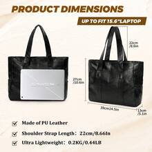 Fashionable Waterproof PU Leather Laptop Tote Bag - Lightweight Large Capacity, Multi-Pocket Design, Fits 15.6 Inch Laptop And Daily Essentials - Multicolor - View 5