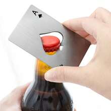 Beer Bottle Dispenser Bottle Opener Poker Creative Pocket Metal Multi Functional Credit Card Bottle Opener Spades A Stainless Steel - Multicolor - View 3