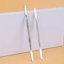 2pcs/Set Dual-Ended Stainless Steel Eyeshadow Mixing Palette, Makeup Cosmetic Tool For Foundation, Eyeshadow, Pigment Blending - Silver - View 4