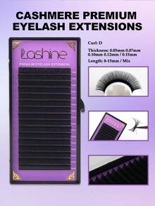 LASHINE 0.05/0.07/0.10/0.12/0.15mm 厚度 高级天鹅绒纤维 经典浓密型 哑光黑色 蓬松羊绒 常规款 C/D 卷度 8-16mm 浓密型 羊绒假睫毛 哑光仿貂毛 专业美睫 - 查看 4