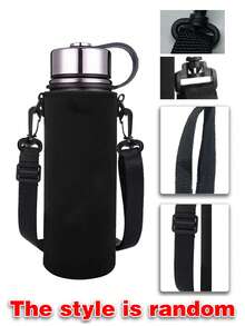 550-1500毫升运动水壶套保温包斜挎杯套带可调节肩带水壶架 - 黑色 - 查看 4