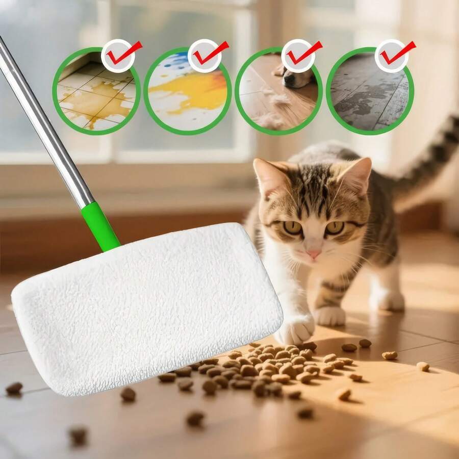 16 Pieces Of White Mop Cloth With Unique Texture Surface For Efficient Cleaning, Washable And Reusable, Strong Water Absorption, Easy To Clean, Suitable For Composite Flooring, Suitable For Both Dry And Wet Cleaning Methods, Floor Scrubbing - Trắng - Xem 1