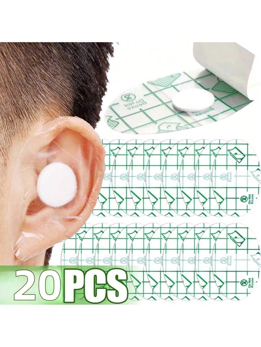 20Pcs Disposable Waterproof Ear Stickers Adults Shower Ear Pad Cover Salon Hairdressing Dye Shield Anti-Wear Heel Patch - Green - View 1