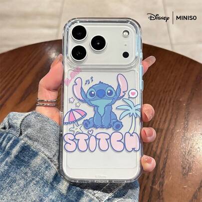 Miniso 迪士尼史迪奇手机壳，ALOHA热带主题设计，甜美俏皮的迪士尼配件，适用于iPhone 17/17 Pro/17 Pro Max/17 Air/16/15/14/13/12/11/X系列，印花手机壳，透明空间
