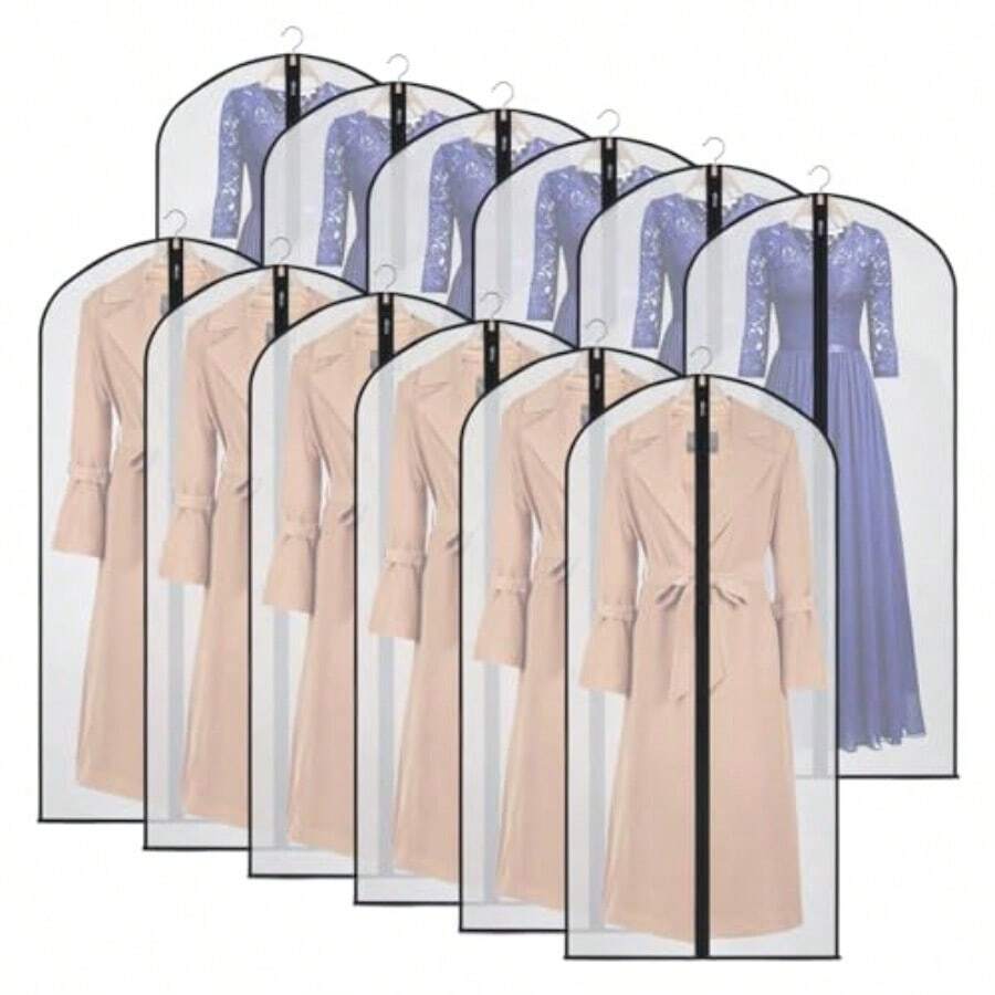 Kntiwiwo - Bolsas de ropa transparentes para almacenamiento de clóset 60 pulgadas 12 unidades bordes negros - Transparente - Ver 1