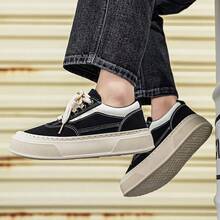 2026 WANSS Men's Suede High-Top Thick-Sole Casual Skateboard Shoes, Niche Breathable Non-Slip Retro Sneakers, Black Denim Shoes, 5CM Height Increase - Black - View 6