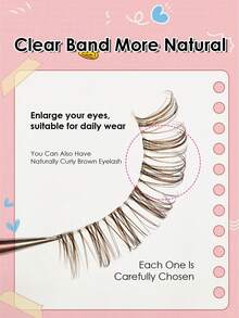 5 Pairs Rikuaild Natural Brown False Eyelashes, Light Brown Striped Lashes, Natural Appearance, Transparent Stem Suitable For Daily Wear And Parties - Natural Lashes - View 4