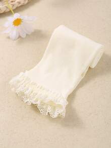 3条装米色蕾丝边天鹅绒女童七分裤，防滑设计，洛丽塔风格，遮盖保护，超柔软弹力透气，适合0-36个月宝宝春夏上学婚礼季穿着，女童打底裤，洛丽塔打底裤，七分裤，天鹅绒打底裤，返校季女童服装系列 - 彩色 - 查看 5