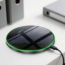 Almohadilla de carga inalámbrica de 15W, cargador inalámbrico ultradelgado 2 en 1, compatible con iPhone y Galaxy S21/S20, compacto y portátil - Negro - Ver 2