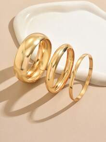 3pcs/Set Exaggerated Multi-Layer Smooth Bangle Bracelet Set For Women - Geometry - View 5