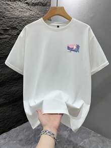 Áo thun nam in họa tiết, áo thun tay ngắn dáng rộng thoải mái thích hợp mặc đi biển mùa hè. - trắng - Xem 3