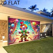 2D Flat, 1 Piece, 2D Flat Carnival Circus Clown Wall Art Print, Colorful Carnival Theme With Balloons And Children's Tents Decor, Suitable For Bedroom And Game Room Decoration - 4 - View 4