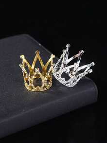 Mini Metal Crown Cupcake Toppers, Princess Crown Shaped Cupcake Decorations For Women, Wedding, Bridal Shower, Birthday, Royal Theme Party - Cake Decorations, Random Style - Small Crown - View 3