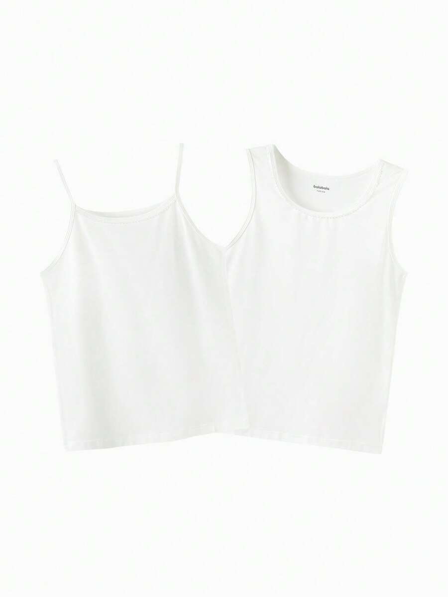 Balabala Girls Baby Summer Tank Top 2 Packs 2026 Soft Skin-Friendly Breathable Comfortable Tops - White Tone - View 1