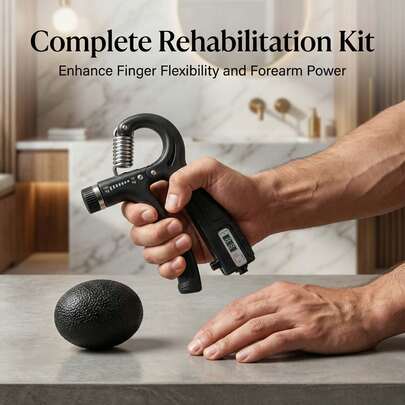 Adjustable Hand/Grip Trainer And Grip Ball | Heavy Duty Manual Resistance Grip Strengthener, Weight Range 22.05-220.46 Lbs, Portable Home Fitness Equipment For Arm And Forearm Muscle Training, No Power Needed, Black