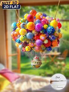 2D Colorful Balloon Gift, Multicolor Hot Air Balloon Sun Catcher Window Decor, Suitable For Valentine's Day, Garden And Outdoor Spaces, Room Decoration, Door Hanging - Colorful - View 7