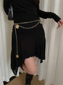 1件金色合金山茶花腰链，适合搭配连衣裙 - 金色 - 查看 4