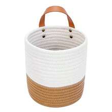 Cesta colgante Cestas para colgar en la pared para organizar Cesta de pared tejida de almacenamiento para colgar Cestas pequeñas de mimbre para decoración de pared Cestas colgantes de 6.3 x 7 - Blanco y marrn - Ver 4