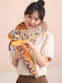 长蛇手偶，逼真毛绒蛇偶，嘴巴可动，柔软蟒蛇毛绒抱枕，男女皆宜礼物 - 彩色 - 查看 3