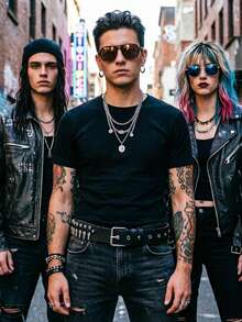 Metal Punk Rock Rivet Belt Punk PU Leather Belt Threads Studded Goth Belt With Pyramid Studs For Women Men - Bullet - View 5
