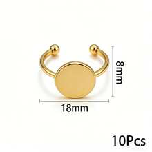10 đế nhẫn điều chỉnh được bằng thép không gỉ, phù hợp với khay đựng đá quý cabochon 8/10/12mm, phụ kiện trang sức tự làm. - Vàng - Xem 6