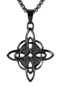 Fashionable Minimalist Casual Punk Style Alloy Celtic Knot Pendant Necklace, Unisex - Black - View 1