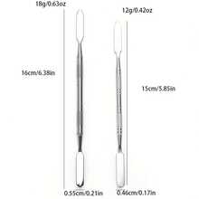 2pcs/Set Dual-Ended Stainless Steel Eyeshadow Mixing Palette, Makeup Cosmetic Tool For Foundation, Eyeshadow, Pigment Blending - Silver - View 2