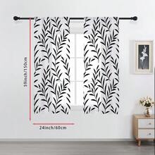 2片装黑白叶藤印花现代简约风格薄纱窗帘，100%涤纶面料，杆袋式设计，无衬里，90克/平方米，幅宽180厘米，适用于卧室、客厅、餐厅和浴室。 - 彩色 - 查看 11