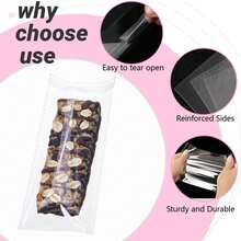 100个3x6英寸格兰诺拉麦片棒包装袋，蛋糕棒棒糖包装袋，棉花糖独立包装玻璃纸袋，适用于零食、谷物棒、饼干、马卡龙、肥皂、巧克力松露等。 - 查看 3