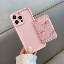 2件套：手机壳+自粘卡套，英伦风双色粉色，防震磨砂表面，兼容苹果16PROMAX/16PLUS/16PRO/16/15PROMAX/15PLUS/15PRO/15/14PROMAX/14PLUS/14PRO/14/13PROMAX/13PRO/13/12PROMAX/12PRO/12/11PROMAX/11PRO/11/XSMAX/XR/XS/7/8PLUS/7/8保护壳 - 粉色 - 查看 2