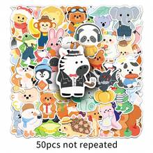 50PCs Waterproof Vinyl Doodle Animals Stickers - Cute Cartoon Patterns, Suitable For Notebooks, Water Bottles, Skateboard, Helmet, Scrapbooks, Etc. - Single Piece - View 7