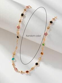 1pc Gold/Silver Color Random  Necklace Choker  Bohemian Style Bling Bling Pendant Necklace, Elegant Sophisticated Simple Luxury Fashion Cute, Suitable For Daily Wear, Dates, Parties, Vacations, Holidays, Anniversaries, Birthdays.(Random Style) - 金色 - 隨機樣式 - 查看 5