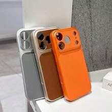 Funda de teléfono con diseño de ventana grande, compatible con iPhone 17 Pro Max/16 Pro Max/15 Pro Max/14 Pro Max/13 Pro Max, estilo minimalista, adecuada para el uso diario, anti-caída, con recortes precisos para la transmisión de señal, anti-huellas - Naranja - Ver 2