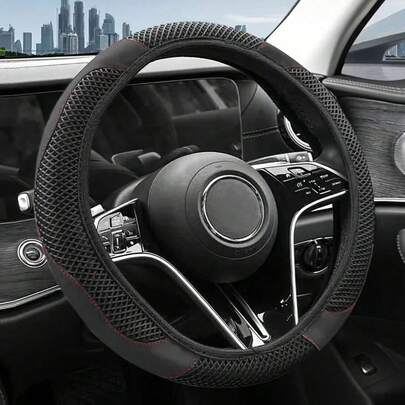 Crystal Carbon Fiber Steering Wheel Cover | Racing Grade Nano Anti-Wear Coating + Racing Track Texture Anti-Slip Lining | Premium Embroidery