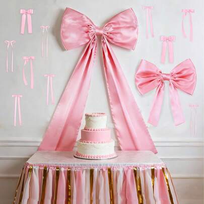 Sinkzaico Extra Large Pink Bow Decor Set, 31 X 47 Inch Big Bow Room Decor Giant Bow Wall Hanging Decorations 12 PCS Set, For Christmas Coquette Room Decor Girls Birthday Wedding Party Photo Backdrop