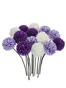 1/5/12/16件浪漫人造絲菊球花束，居家裝飾，適用於春季裝飾、婚房、酒店、派對活動、新年禮物、玫瑰手持花束，適合居家裝飾/臥室/客廳/桌面裝飾/新娘花束/戶外花園、房間裝飾、廚房用品、浴室用品、送給女性的禮物、送給男性的禮物、居家裝飾、情人節禮物 - 混色 - 查看 4