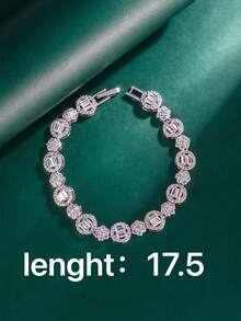 Tylionnejewelry 1件装奢华白金镀锆石手链，优雅珠宝，适合作为女士礼物，婚礼，节日派对，约会，周年纪念日 - 銀色 - 查看 6