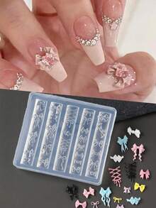 1pc 3D Charming Spring Silicone Nail Carving Mold, Bow Design Embossing Mold Stamp Plate, Nail Gel Printing Template DIY Manicure Decoration Tool - Clear - View 4