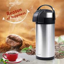 Crystals 5 Litre Vacuum Insulated Air Pot Flask With Pump Action & Carry Handle – Large Tea & Coffee Server - 銀色 - 查看 10