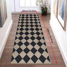 Tapete de pasillo moderno a cuadros en negro y beige, alfombra geométrica para interiores/exteriores, adecuada para pasillo, cocina, porche, entrada de lavandería, decoración, regalo festivo, alfombra de área - Multicolor - Ver 15