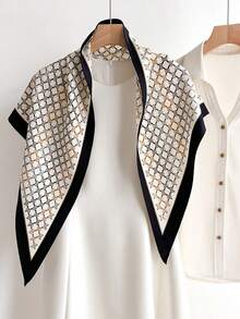 1 件装多功能几何印花围巾/披肩，适合日常、办公和度假穿着 - 紋理 - 查看 5