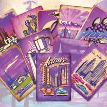 49pcs Purple Tone Urban Illustration Art Sticker Pack | Dynamic Retro City And Nostalgic Design Vinyl Stickers | Suitable For Laptops, Decoration And Gifts | Perfect For Art Lovers And Atmosphere Enthusiasts - Rectangle - View 2