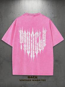 1PC Y2K Vintage Washed T-Shirt | Men's YLA Graphic Tee | Gym Graphic Tee | Gifts For Men Or Boyfriend | 100% Cotton | 230Gsm Thickened Fabric | Unisex - 玫紅色 - 查看 2