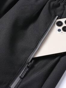 男士夏季轻便速干短裤套装（2件装），休闲户外徒步骑行健身跑步网球运动套装 - 黑色 - 查看 9