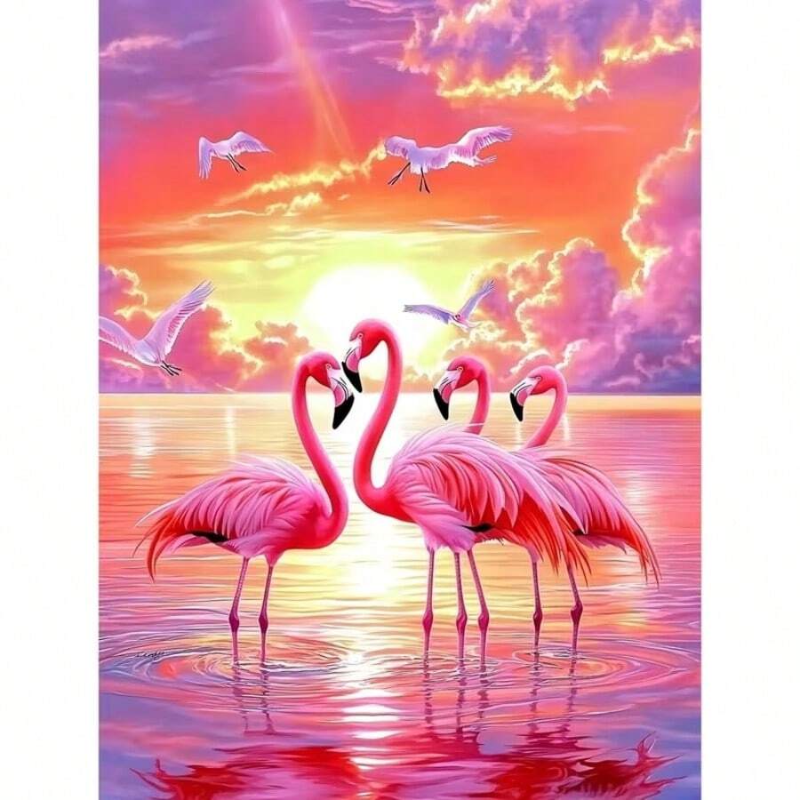 1 szt. [30*40 cm/11,8*15,7 cala] Zestaw do malowania diamentami akrylowymi 5D, wzór flaminga, odpowiedni dla początkujących dorosłych, mozaika diamentowa DIY, ręcznie malowany diament DIY, odpowiedni do salonu, sypialni, dekoracji ściennych w biurze, niespodzianka, prezent do domu dla rodziny i przyjaciół, bezramkowy - Bez Ramki - Zobacz 1