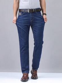 Quần jeans nam ống đứng kiểu vintage, quần casual phong cách đường phố, kiểu dáng tối giản thoải mái, phù hợp cho trang phục hàng ngày, dạo phố và đi làm, có thể mặc được cả bốn mùa. - Màu xanh lam - Xem 4