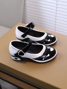 Giày công chúa hình trái tim bằng da bóng mới mùa hè 2026, đế mềm chống trượt, có khóa dán, giày thường ngày cho bé gái và trẻ nhỏ. - màu đen - Xem 5